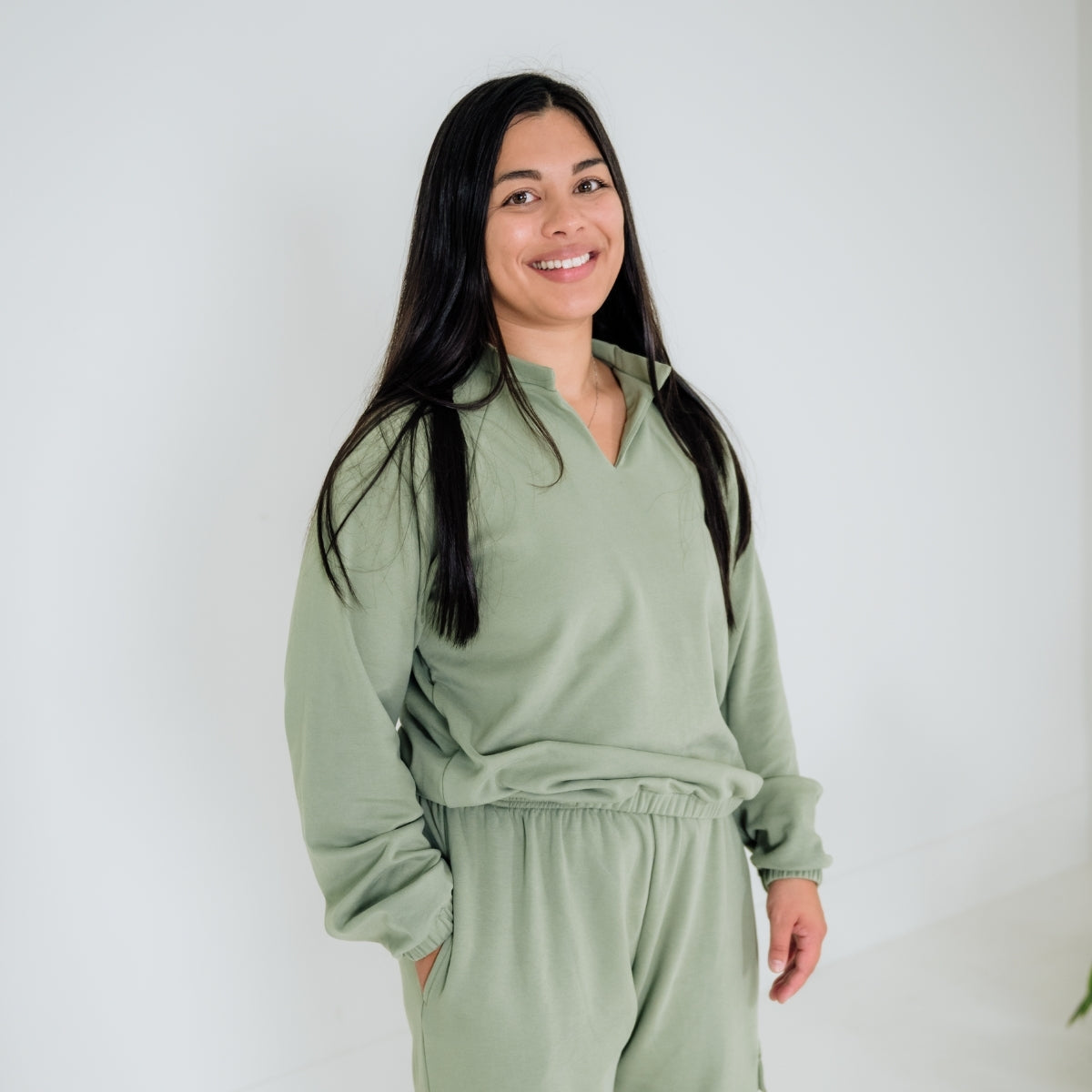 Ladies' Bamboo Fleece Collared Pullover