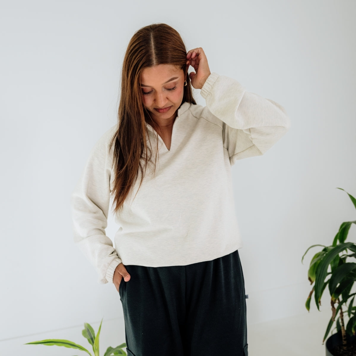 Ladies' Bamboo Fleece Collared Pullover