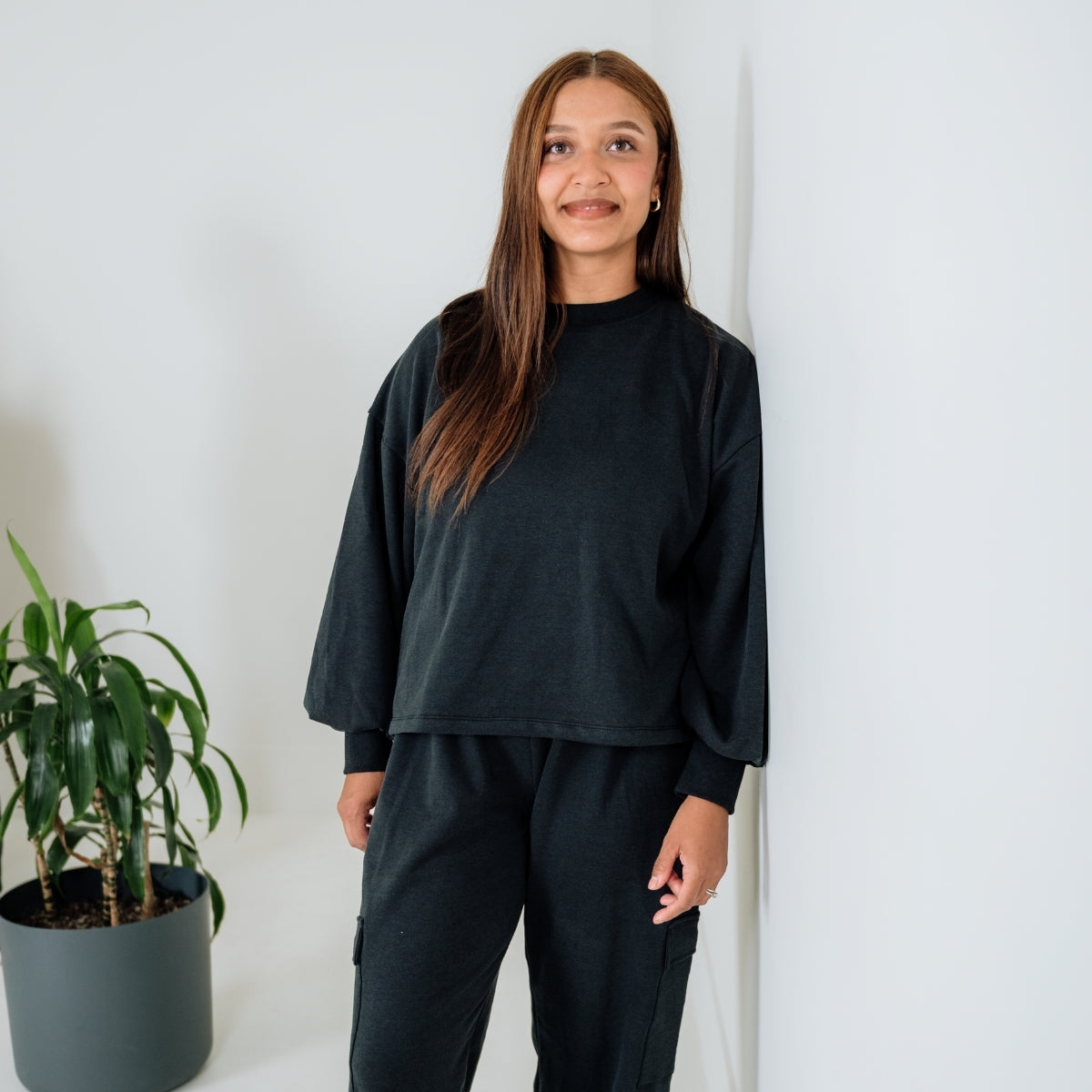 Ladies Bamboo Fleece Cropped Pullover