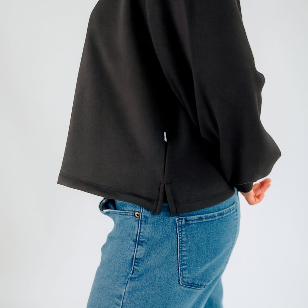 Ladies Bamboo Fleece Cropped Pullover