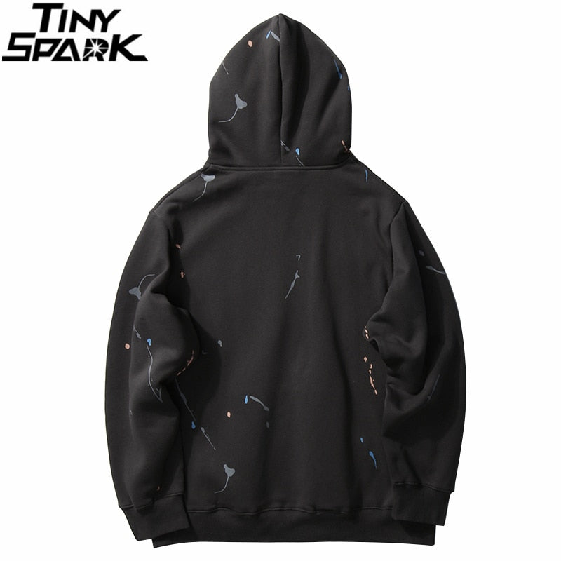 Men Streetwear Graffiti Ink Harajuku Hoodie Sweatshirt Hip Hop Loose Pullover Hoodie Cotton Winter Fleece Hooded Sweatshirt-4