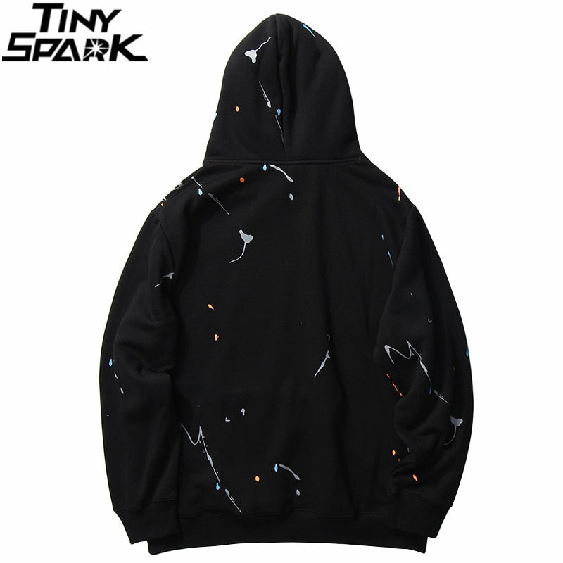 Men Streetwear Graffiti Ink Harajuku Hoodie Sweatshirt Hip Hop Loose Pullover Hoodie Cotton Winter Fleece Hooded Sweatshirt-2