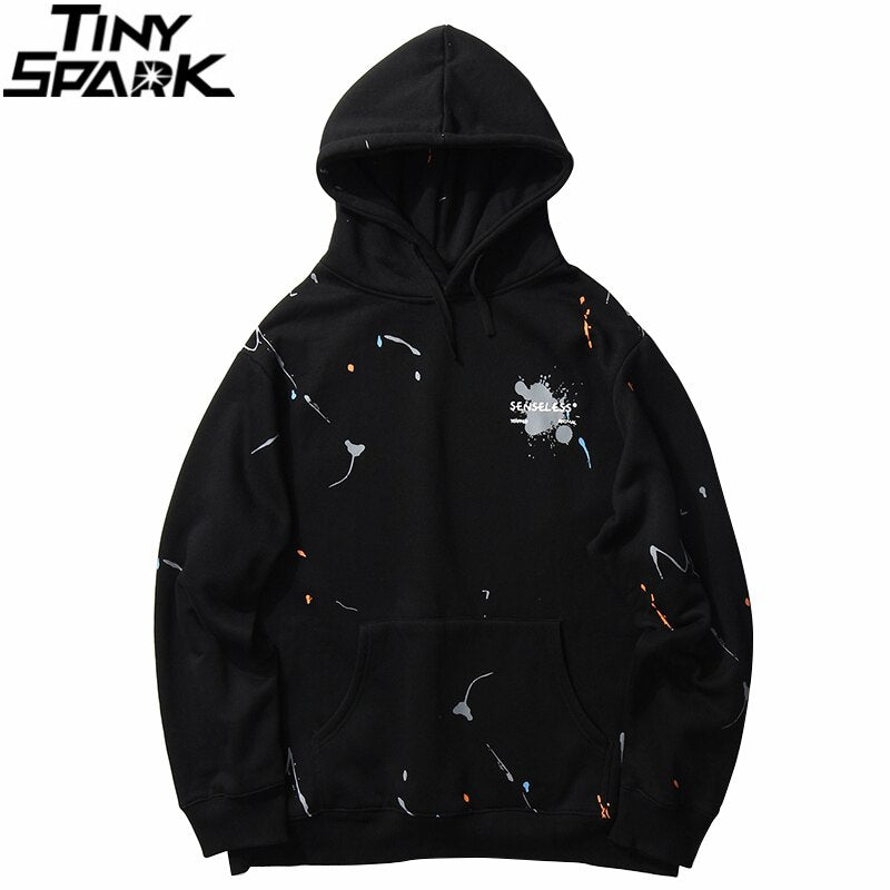 Men Streetwear Graffiti Ink Harajuku Hoodie Sweatshirt Hip Hop Loose Pullover Hoodie Cotton Winter Fleece Hooded Sweatshirt-1