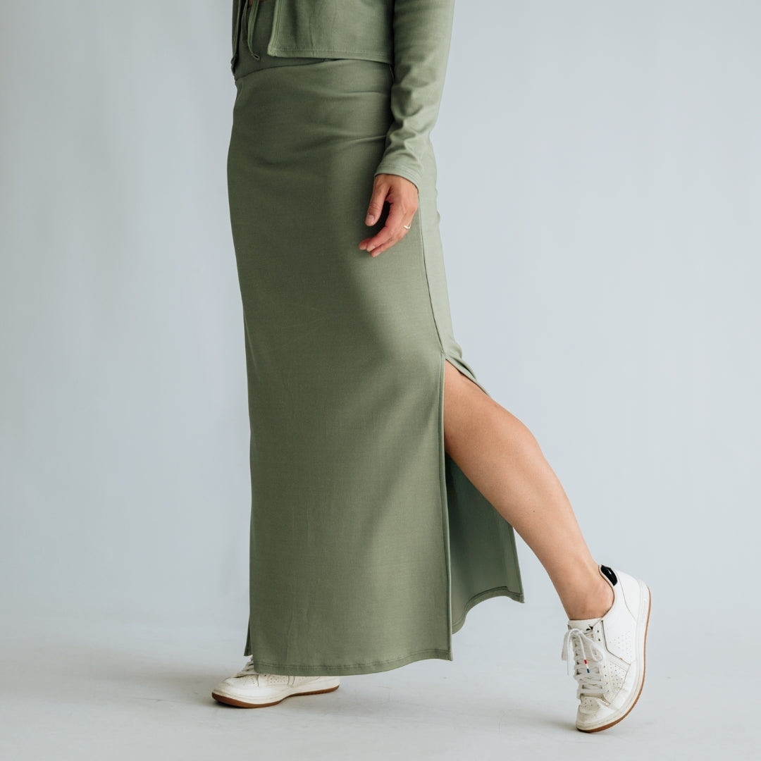 Ladies Side-Slit Bamboo Maxi Skirt