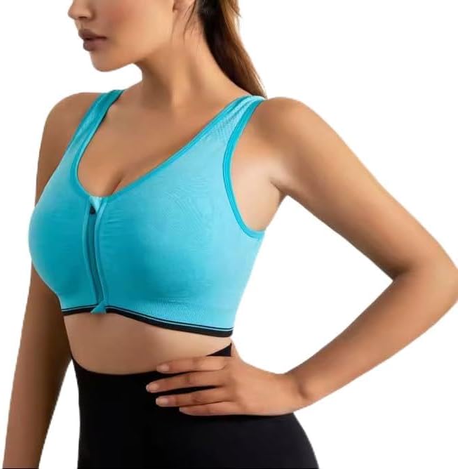 Misharen Women Front Zipper Sports Bra High Impact Vest Push Up Running Gym Yoga Sports bra Tops-1