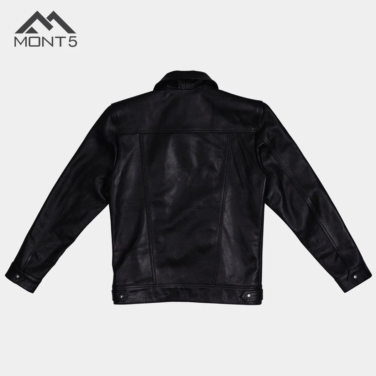 MONT5  Diran Men Black Classic Leather Jacket with Shirt Collar-6