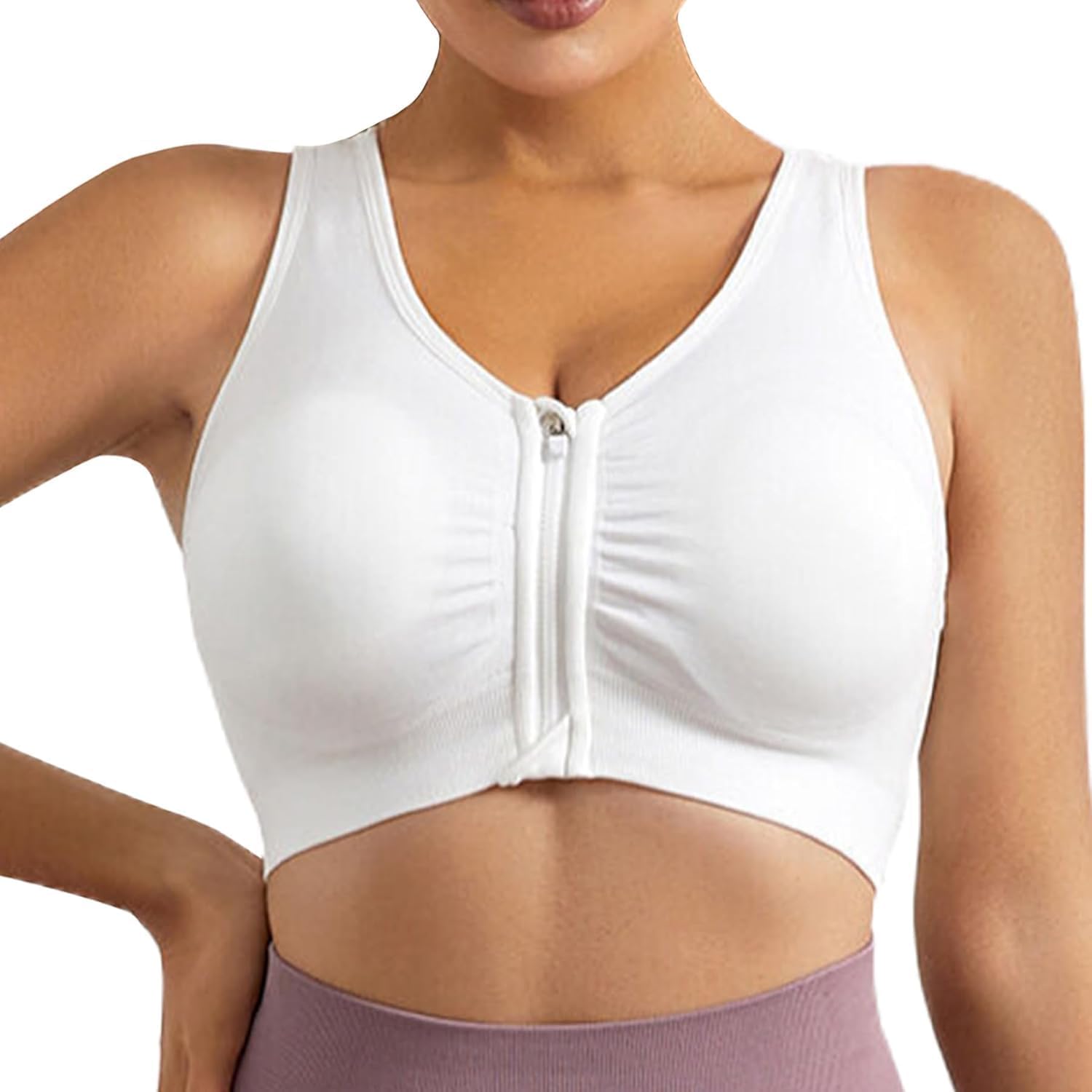 Misharen Women Front Zipper Sports Bra High Impact Vest Push Up Running Gym Yoga Sports bra Tops-3