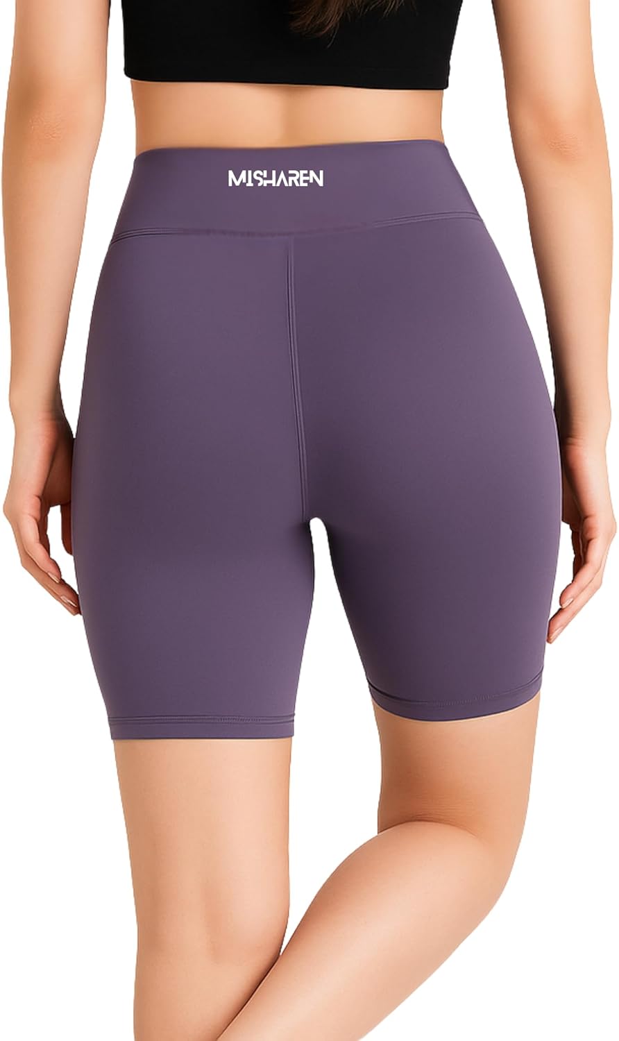 Misharen Women's High-Waist Yoga Shorts – Seamless, Quick Dry, Tummy Control, Breathable Knit Fabric with Elastic Waistband for Workout & Running-3