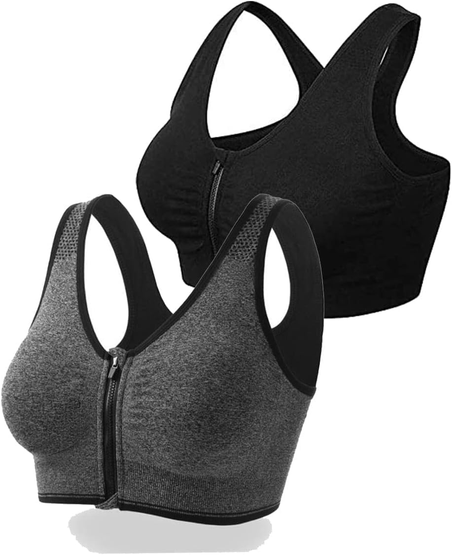 Misharen Women Front Zipper Sports Bra High Impact Vest Push Up Running Gym Yoga Sports bra Tops-4