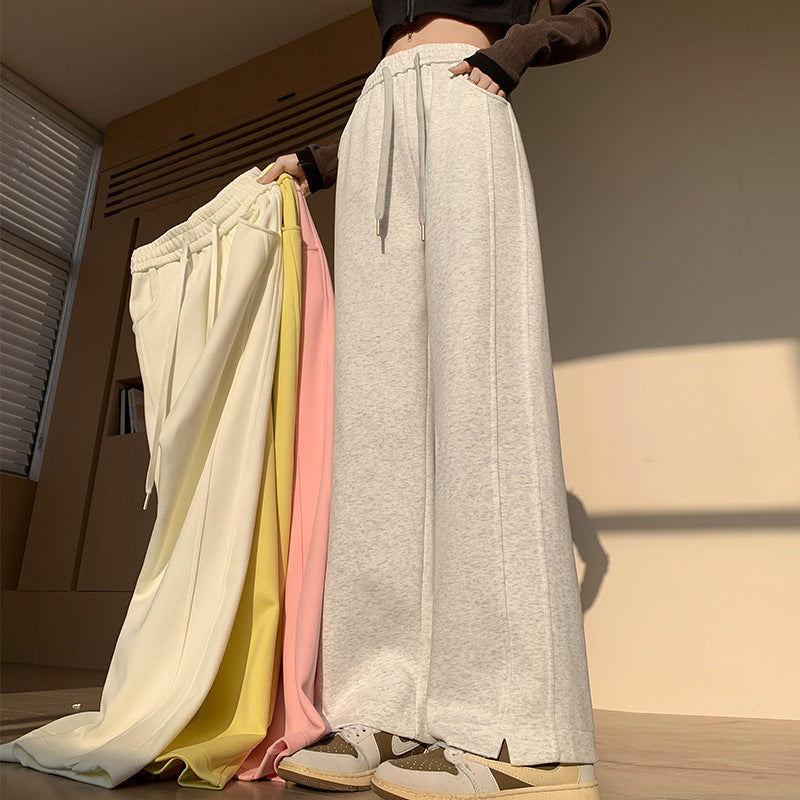 High Waist Long Thin Straight Loose Leisure Sports Sweat pants-2