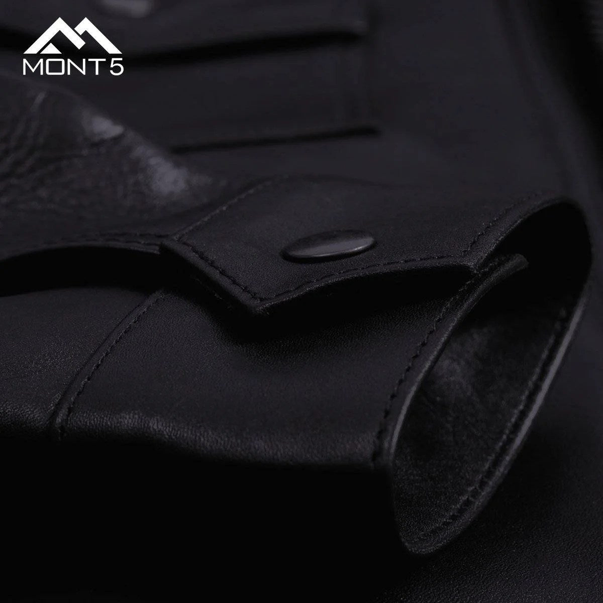 MONT5  Diran Men Black Classic Leather Jacket with Shirt Collar-4