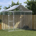 NNEVL Outdoor Dog Kennel with Roof Silver 3x1.5x2.5 m Galvanised Steel-0