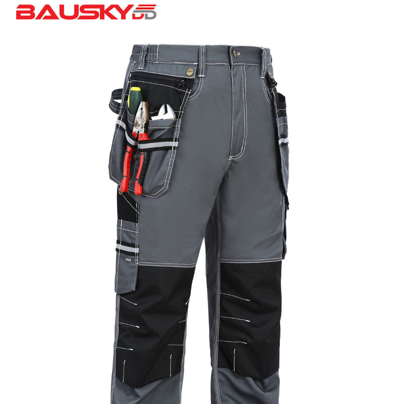 100% Cotton Cargo Pants with Detachable and Movable Hanging Pockets, Knee Pad Installable, Durable for Outdoor Working [B111]