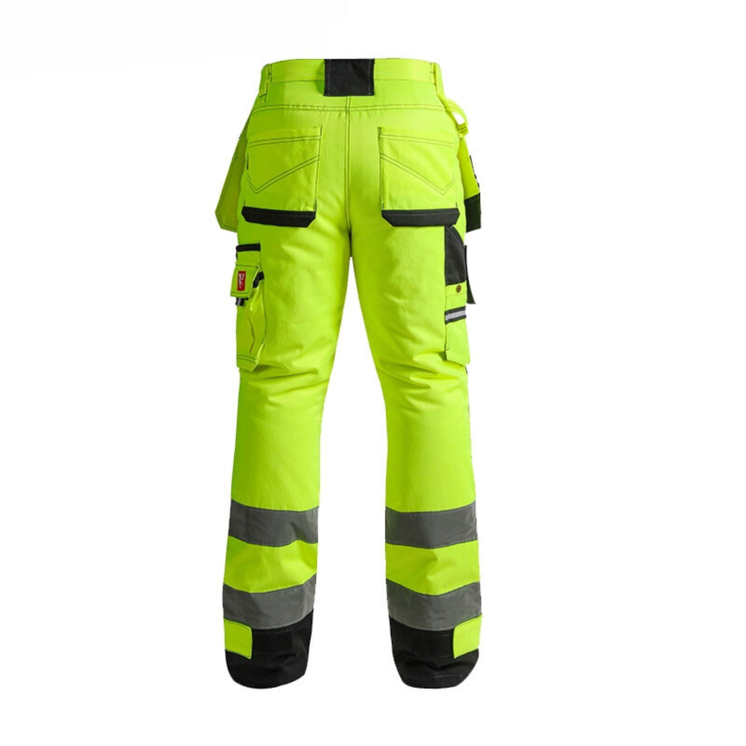 Class 3 High Visibility Fluorescent Yellow Work Pants, Winter-Insulated, Reflective Strips, Durable Cotton Blend for Outdoor Workers - B244