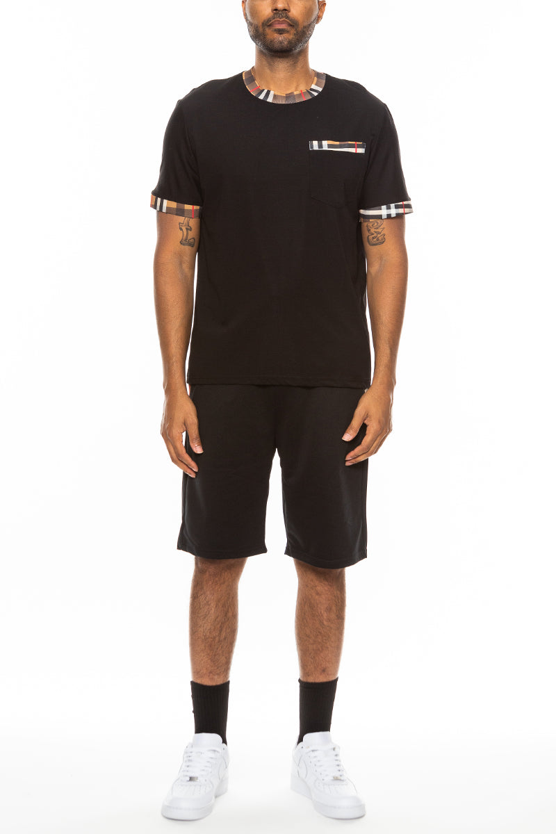 Checkered Detail Tshirt Short Set-5