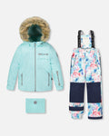 Two-Piece Play Snowsuit Blue Flower Print