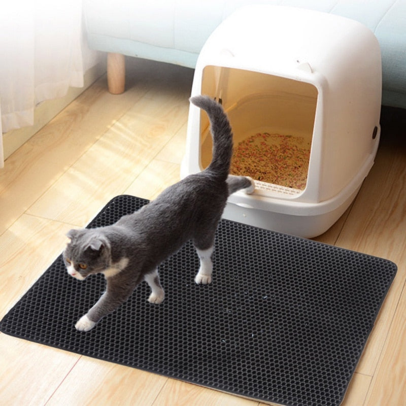 Pet Cat Litter Mat Waterproof EVA Double Layer Cat Litter Trapping Pet Litter Box Mat Clean Pad Products For Cats Accessories-4