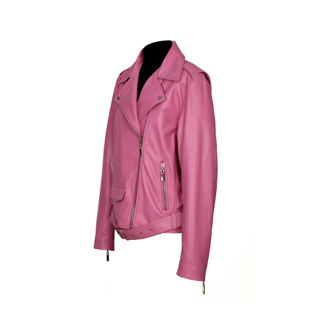 Becca Womens Pink Leather Jacket-3
