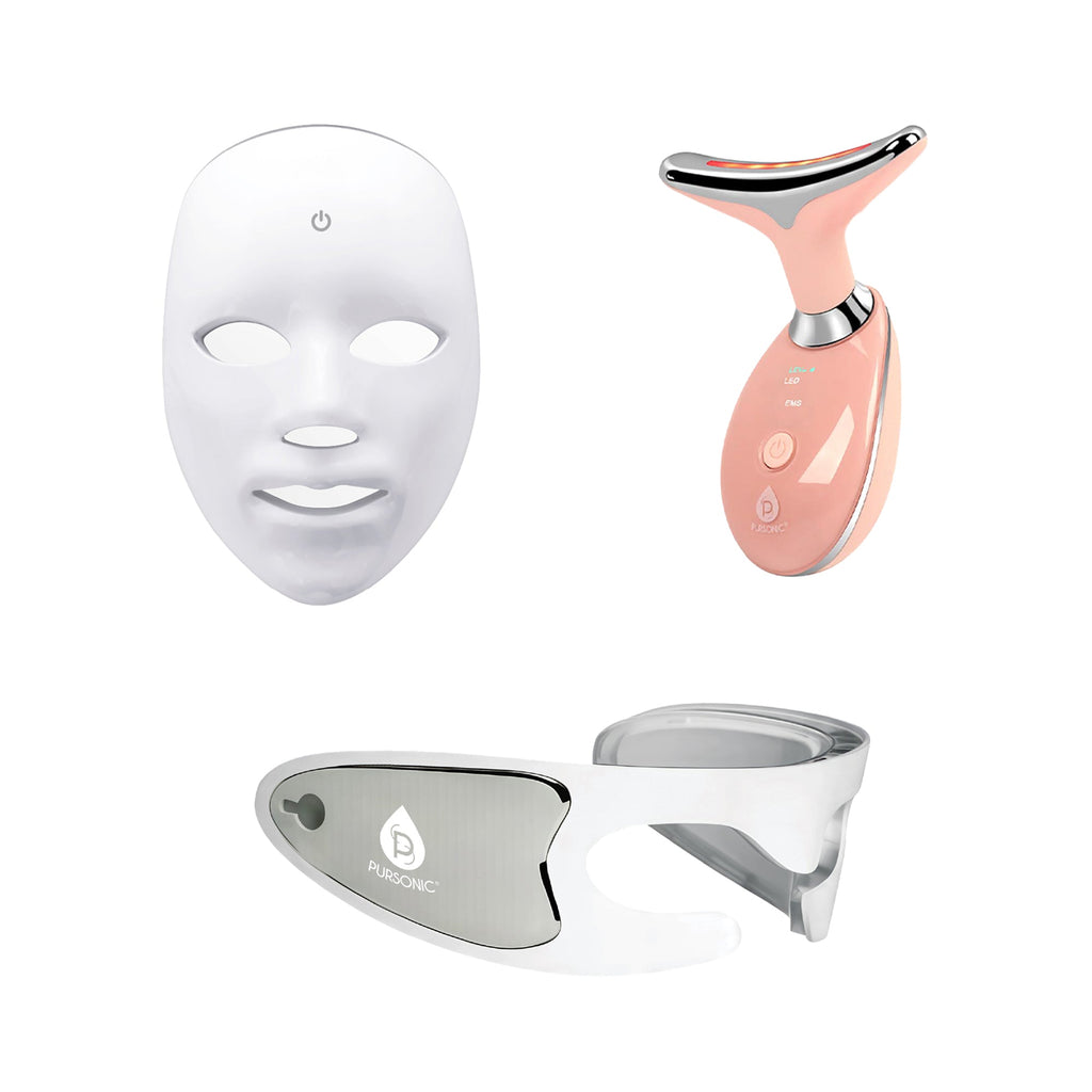 Pursonic Ultimate LED Rejuvenation Set: Face Mask, Eye Mask & 7-in-1 Light Therapy Device