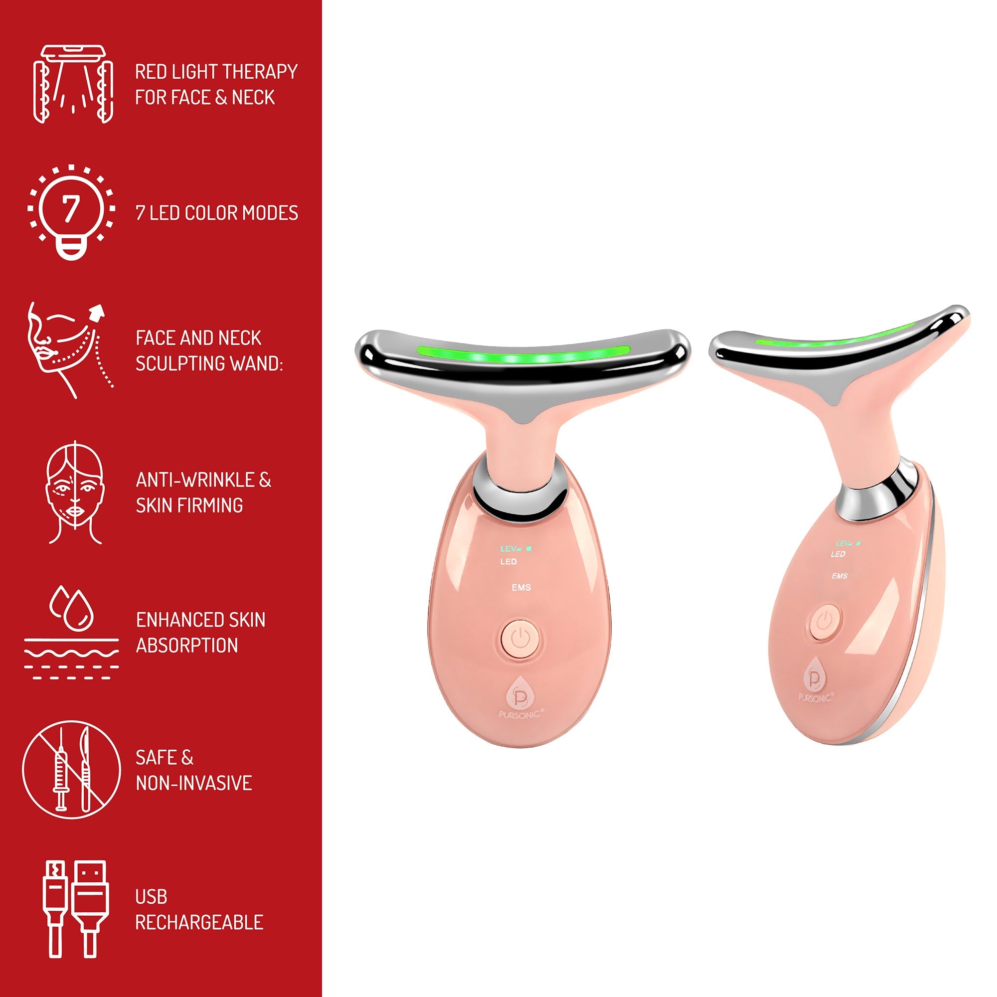 Pursonic Ultimate LED Rejuvenation Set: Face Mask, Eye Mask & 7-in-1 Light Therapy Device