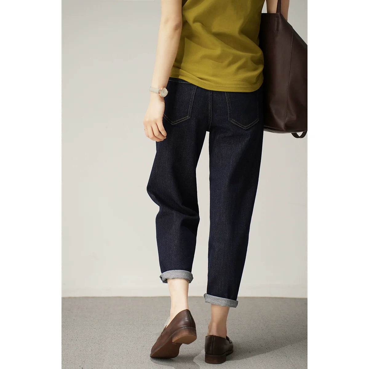 Washed Straight Slim Looking Spring and Autumn Women's Jeans-2