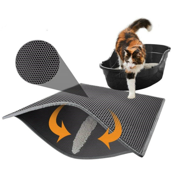 Pet Cat Litter Mat Waterproof EVA Double Layer Cat Litter Trapping Pet Litter Box Mat Clean Pad Products For Cats Accessories-0
