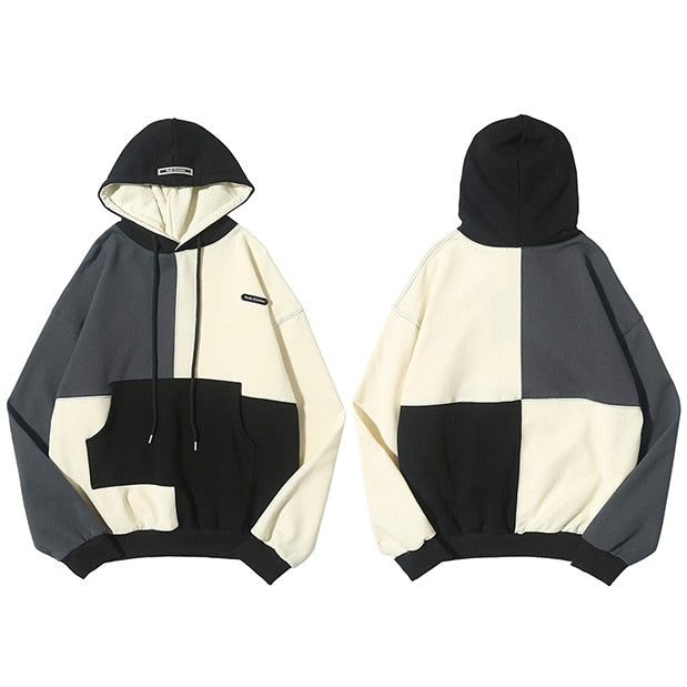 Hip Hop Hoodie Sweatshirt Color Block Patchwork Streetwear Hoodie Harajuku Men HipHop Oversize Hoodie Pullover Loose-5