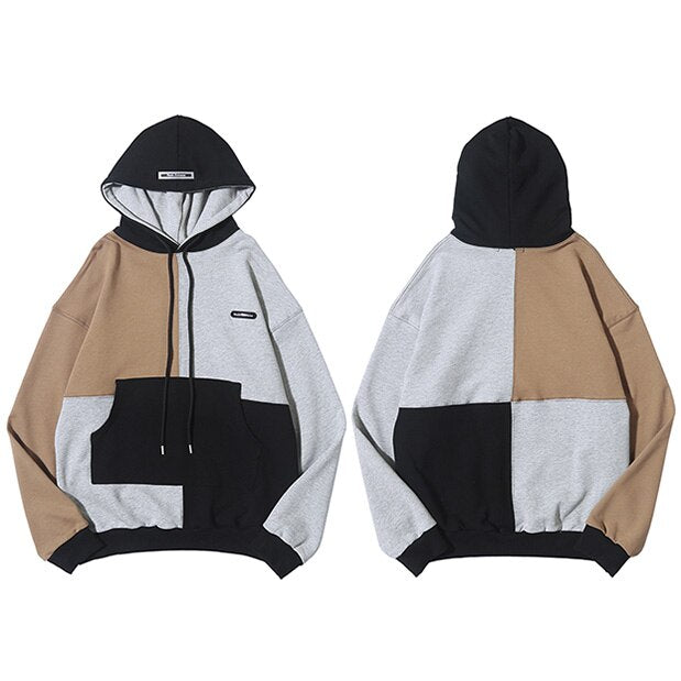 Hip Hop Hoodie Sweatshirt Color Block Patchwork Streetwear Hoodie Harajuku Men HipHop Oversize Hoodie Pullover Loose-6