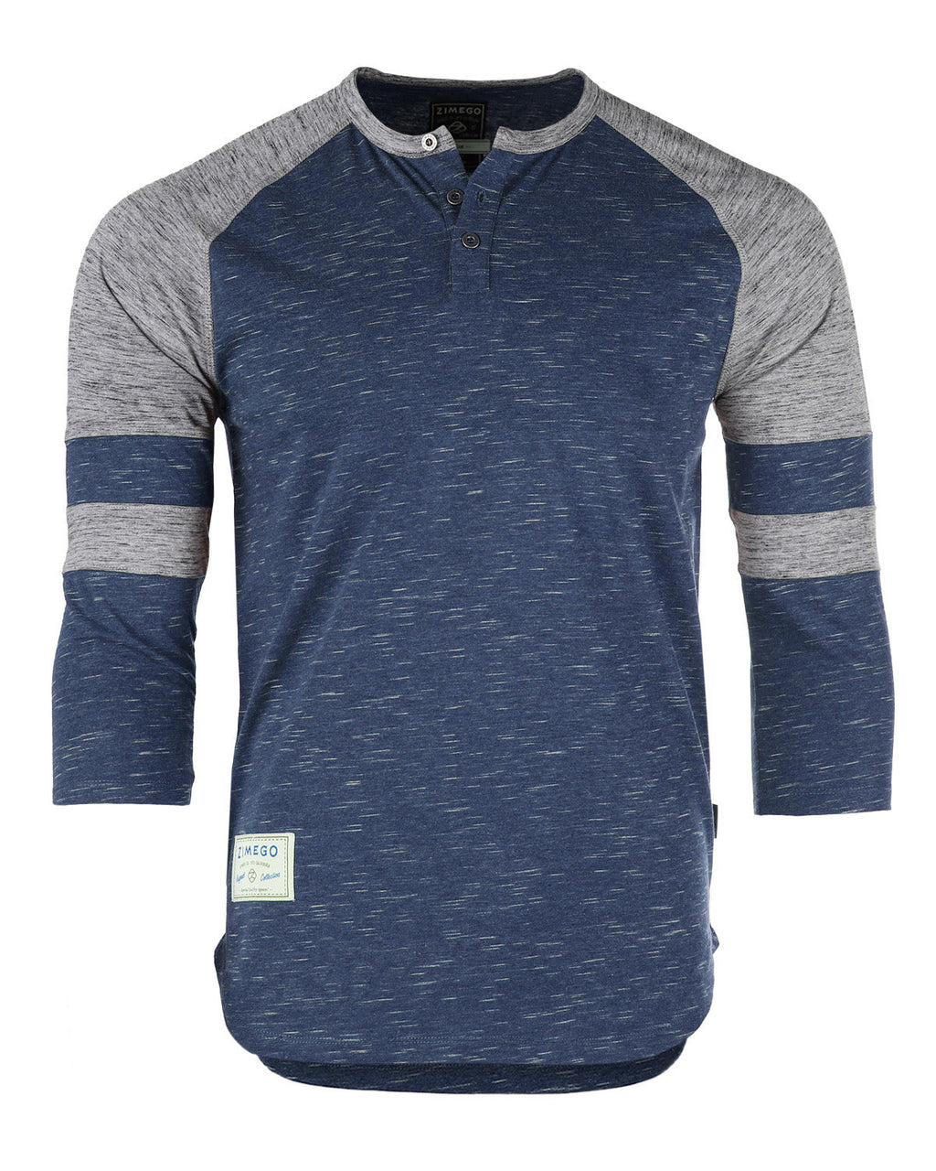 ZIMEGO Men's 3/4 Sleeve NAVY Baseball Football College Raglan Henley Athletic T-shirt-2
