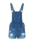 JUNIOR STRETCH DENIM DESTROYED OVERALLS-1