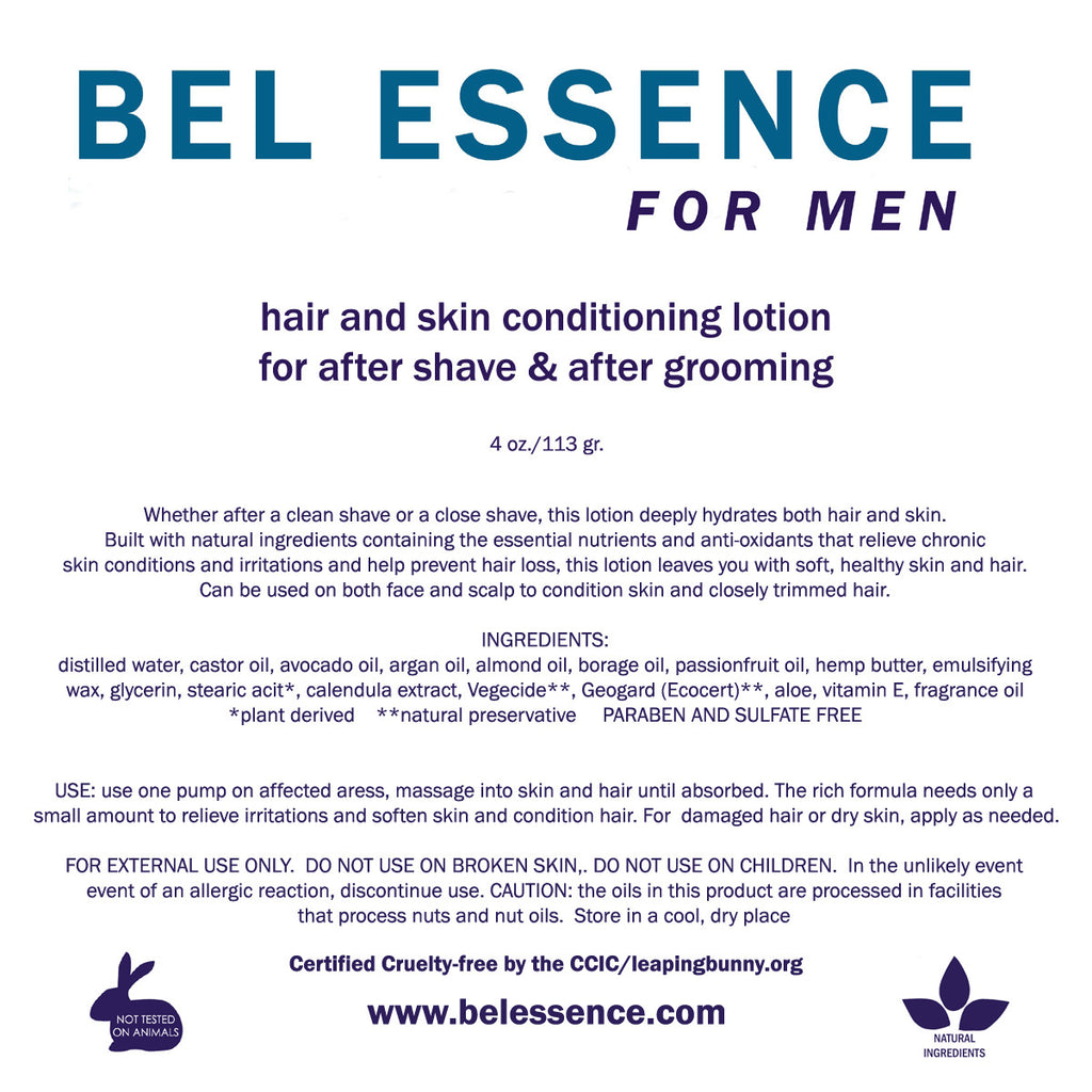For Men: Hair And Skin Conditioning Lotion for After Shave and After Grooming