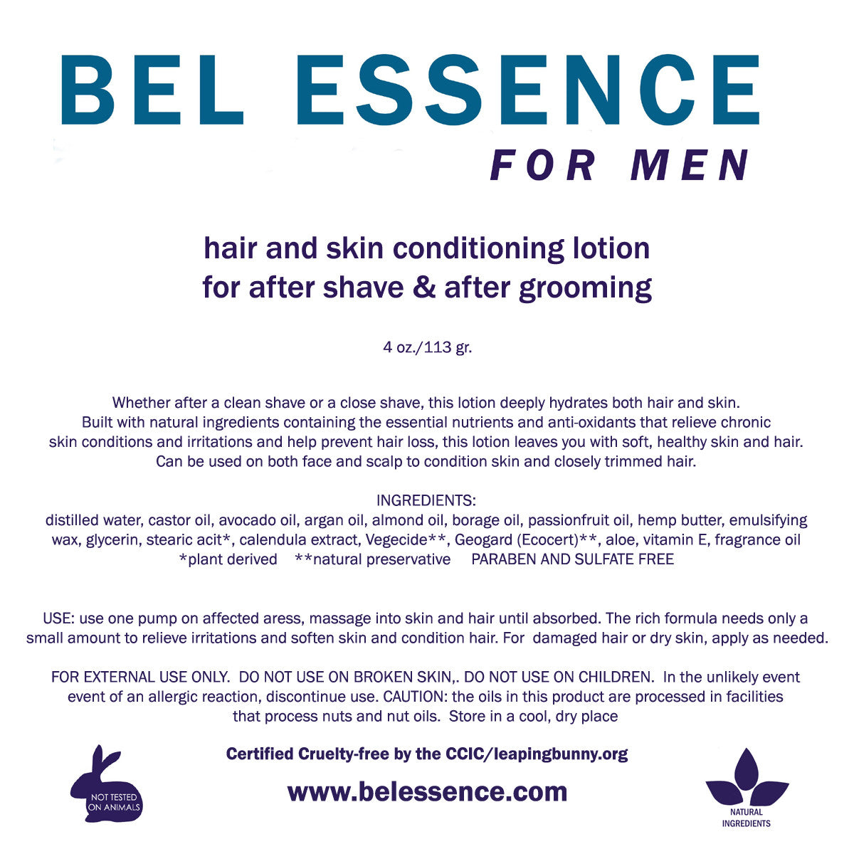 For Men: Hair And Skin Conditioning Lotion for After Shave and After Grooming