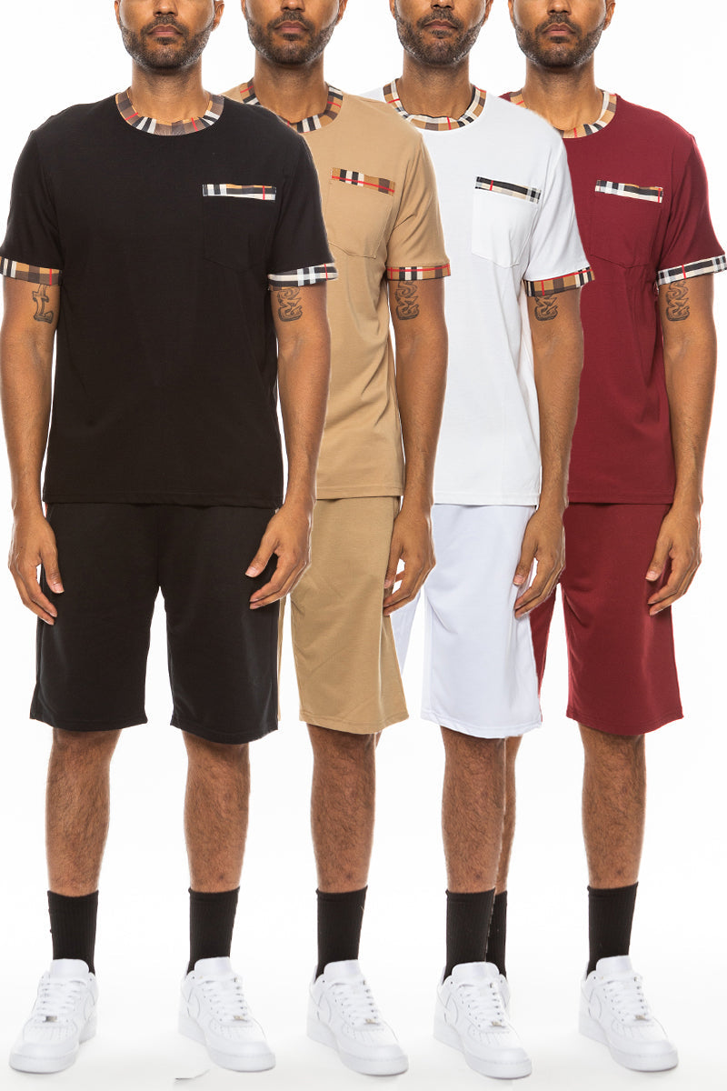 Checkered Detail Tshirt Short Set-1