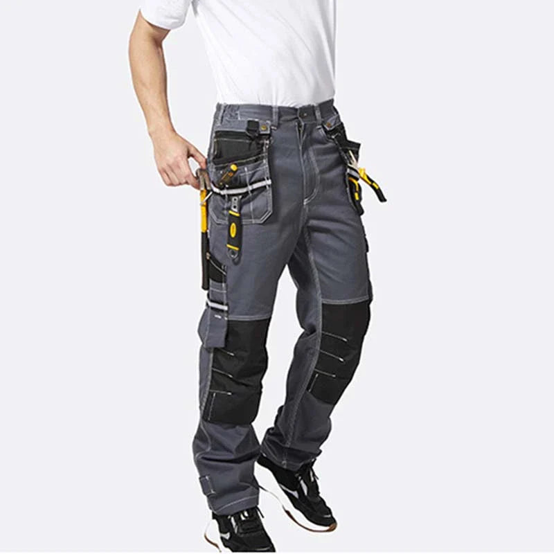 100% Cotton Cargo Pants with Detachable and Movable Hanging Pockets, Knee Pad Installable, Durable for Outdoor Working [B111]