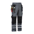 100% Cotton Cargo Work Pants with Knee Pad Pockets & Reflective Stripes – B114