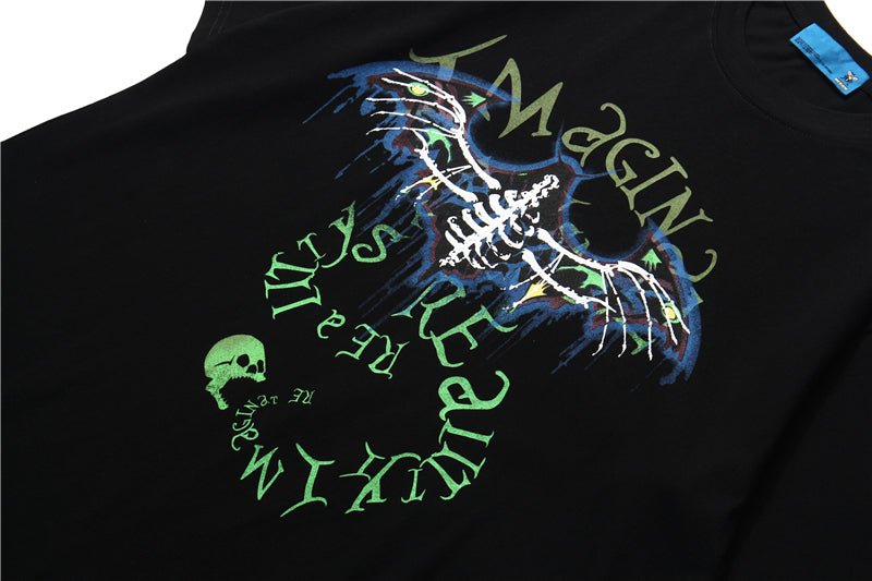 Bat Skull Print T Shirt Men Hip Hop T-Shirts Streetwear Summer Tshirt Short Sleeve Cotton Oversized Gray Tops Tees-4