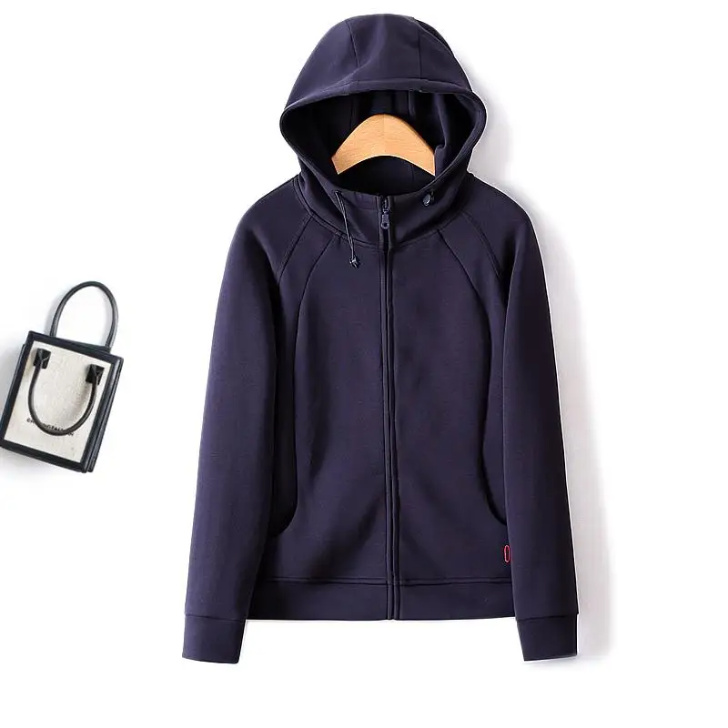 Autumn Simple Three Dimensional Cutting Zipper Cardigan Full Sleeve Sweater Women Sweatshirts-1