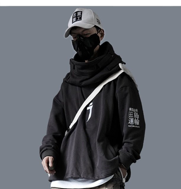DARK Japanese Streetwear Hoodie Men Harajuku Neck Fish Mouth Pullovers Sweatshirts Oversized Hip Hop Hoodies Techwear-0