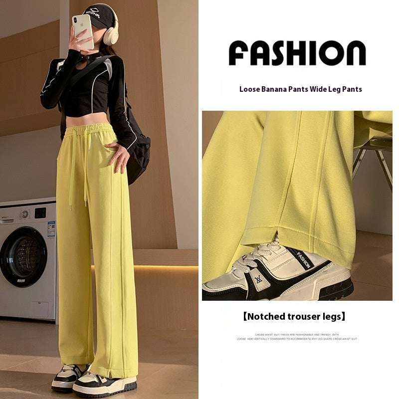 High Waist Long Thin Straight Loose Leisure Sports Sweat pants-4