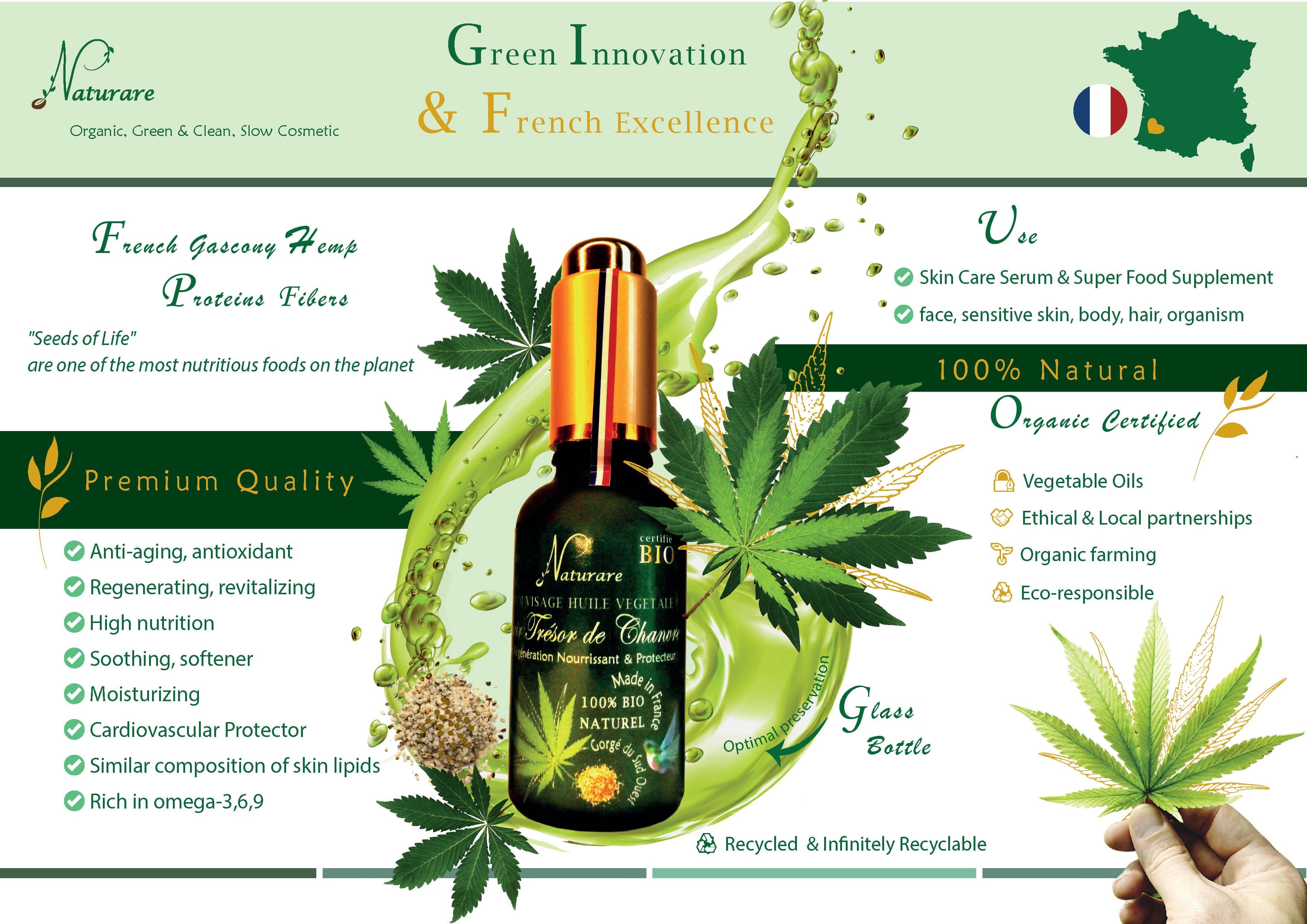 ORGANIC HEMP TREASURE ELIXIR - Vegetable Oil Serum, Food Supplements