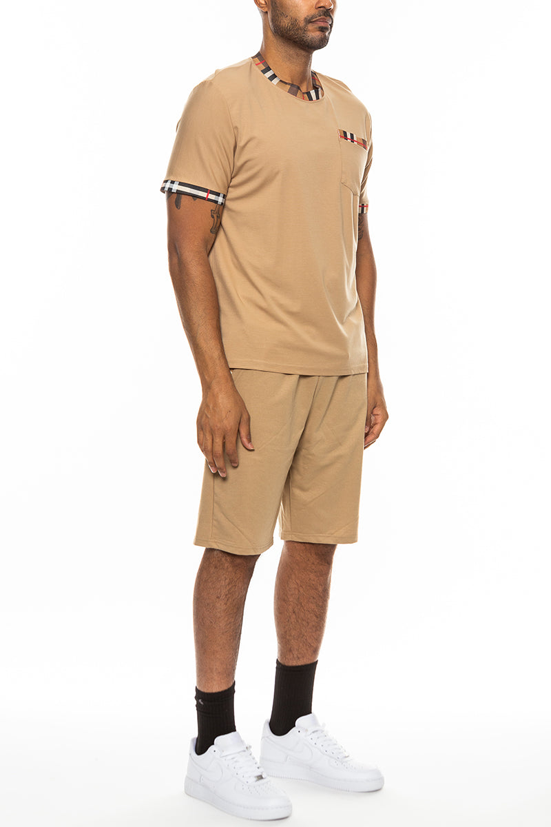 Checkered Detail Tshirt Short Set-2