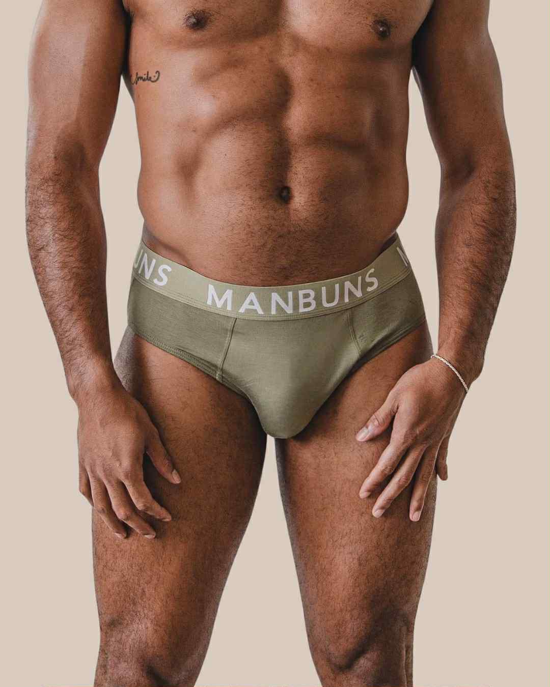 Men's Olive Green Brief Underwear-0