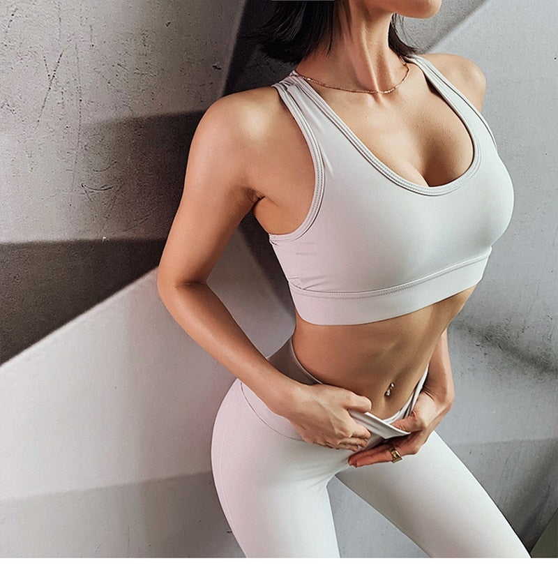 Yoga Crop Top Push up Underwear Gym Running Shockproof Shirt-6