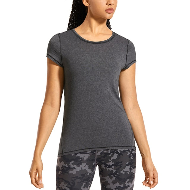 YOGA Womens Lightweight Heather Sports T-Shirt Activewear Running Workout Gym Short Sleeve Shirts-1