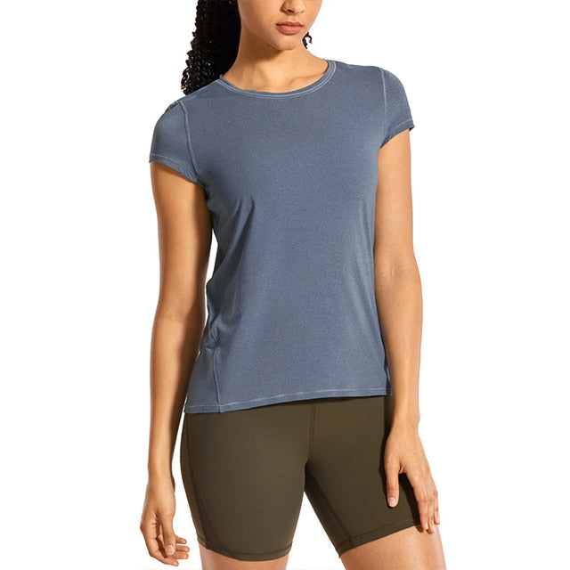 YOGA Womens Lightweight Heather Sports T-Shirt Activewear Running Workout Gym Short Sleeve Shirts-5