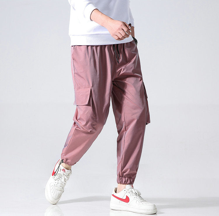 Streetwear Cargo Pants Men Reflective Loose Hip Hop Casual Pants Mens Harem Pant Harajuku Jogger Sweatpant Men Trousers-3