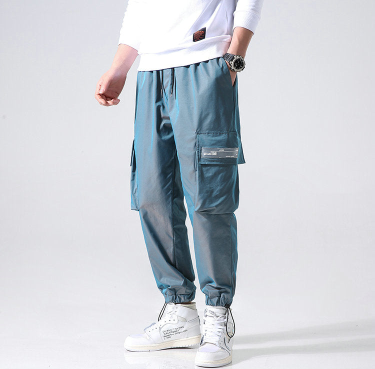 Streetwear Cargo Pants Men Reflective Loose Hip Hop Casual Pants Mens Harem Pant Harajuku Jogger Sweatpant Men Trousers-2