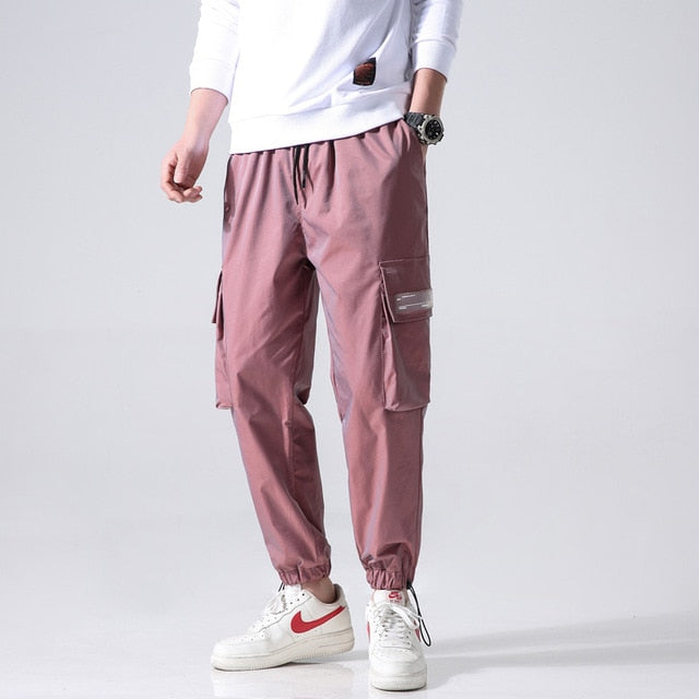 Streetwear Cargo Pants Men Reflective Loose Hip Hop Casual Pants Mens Harem Pant Harajuku Jogger Sweatpant Men Trousers-6