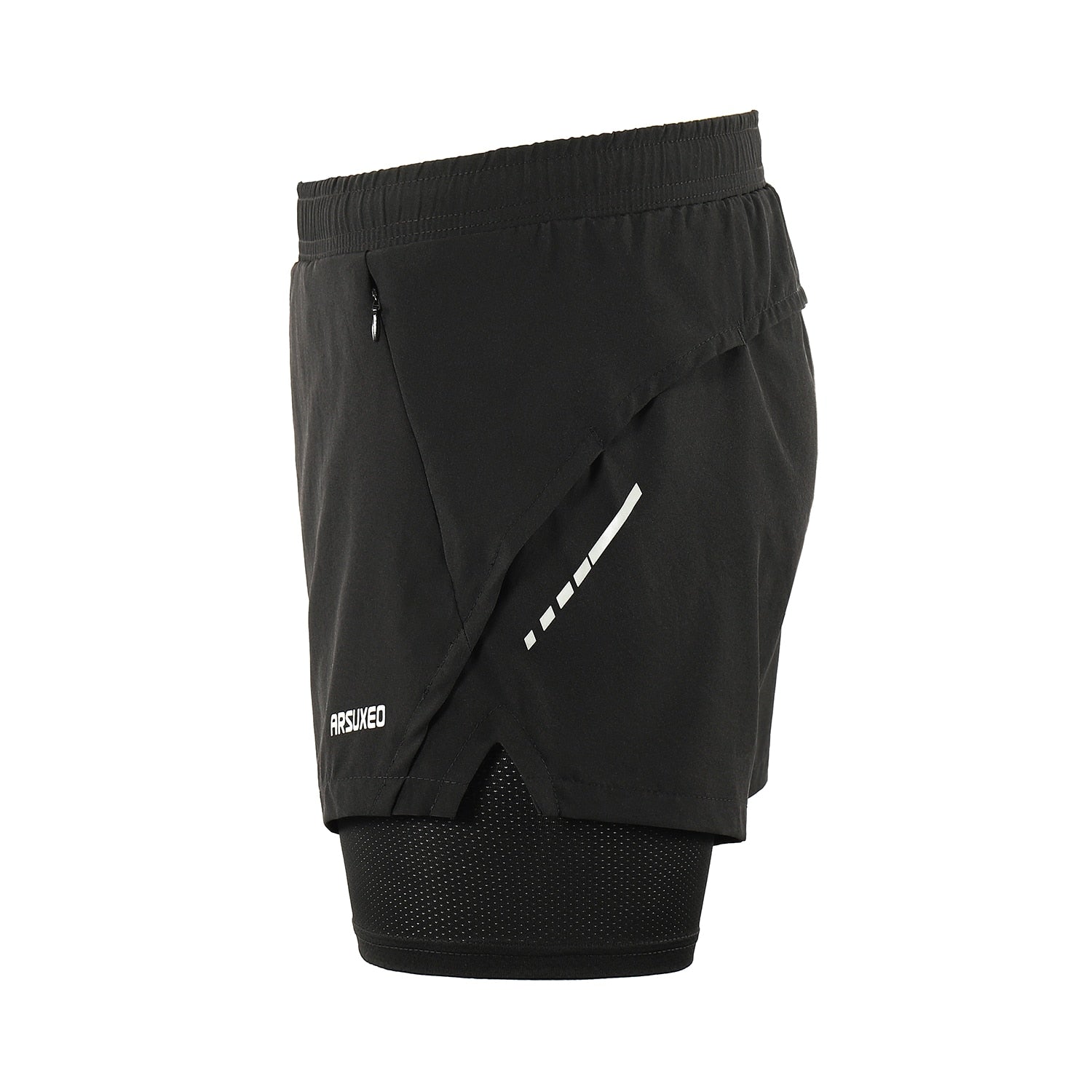 Men Running Shorts 2 in 1 Sports Shorts Quick Dry Active Training Exercise Jogging Gym Shorts With Zipper Pockets-1