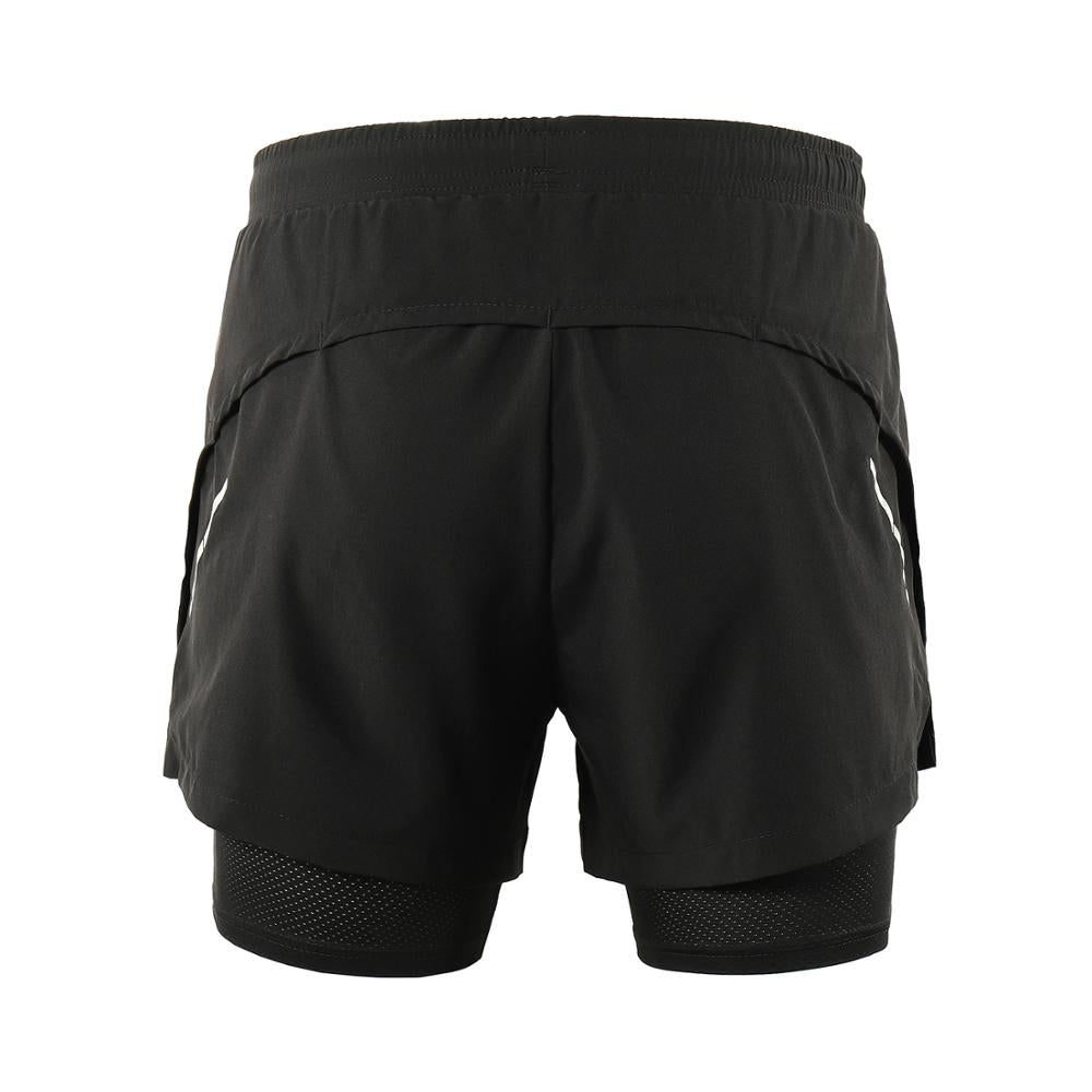 Men Running Shorts 2 in 1 Sports Shorts Quick Dry Active Training Exercise Jogging Gym Shorts With Zipper Pockets-2